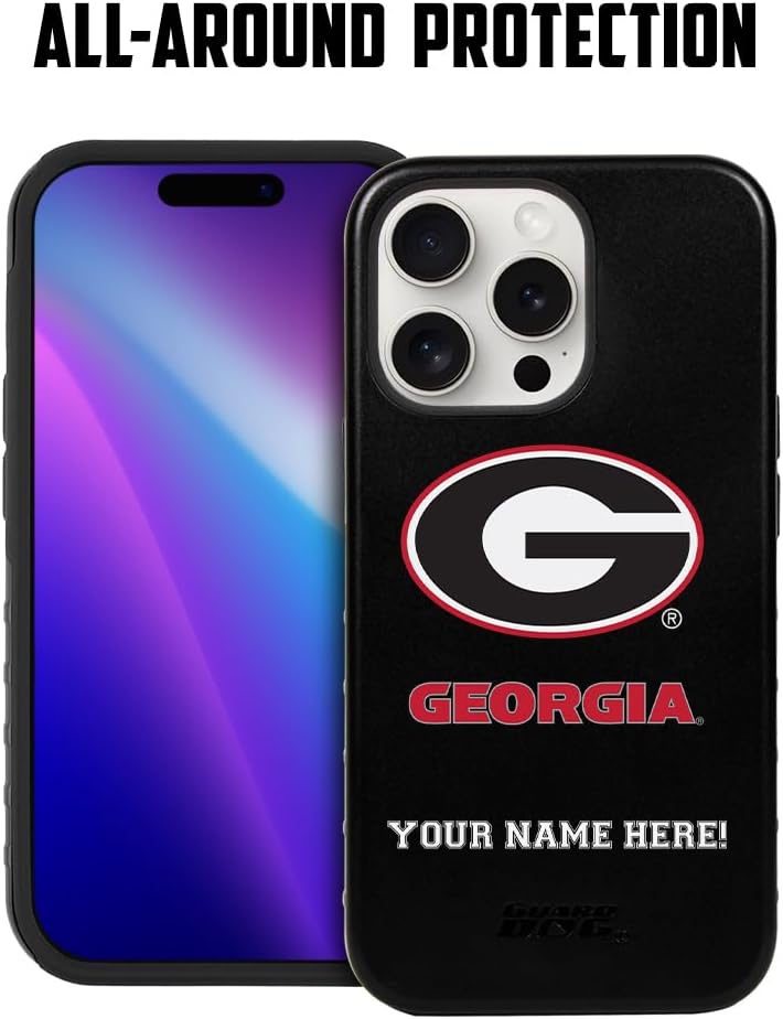 Guard Dog Case Compatible with iPhone 15 Pro Max - Military Grade - Rugged Two Piece Protection - Collegiate Licensed - Georgia Bulldogs - Personalized - Image 1